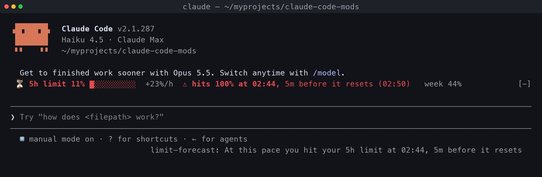 Usage limit pace warning by @itsvlady